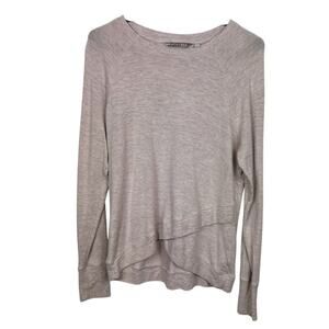 Athleta Heathered Beige Long Sleeve Asymmetrical Pullover Top, M